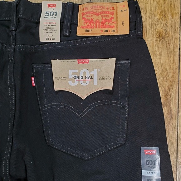 New Levi's 501 Button Fly Jeans Original Fit Men's Black Size 38 x 30  Western - Picture 2 of 9
